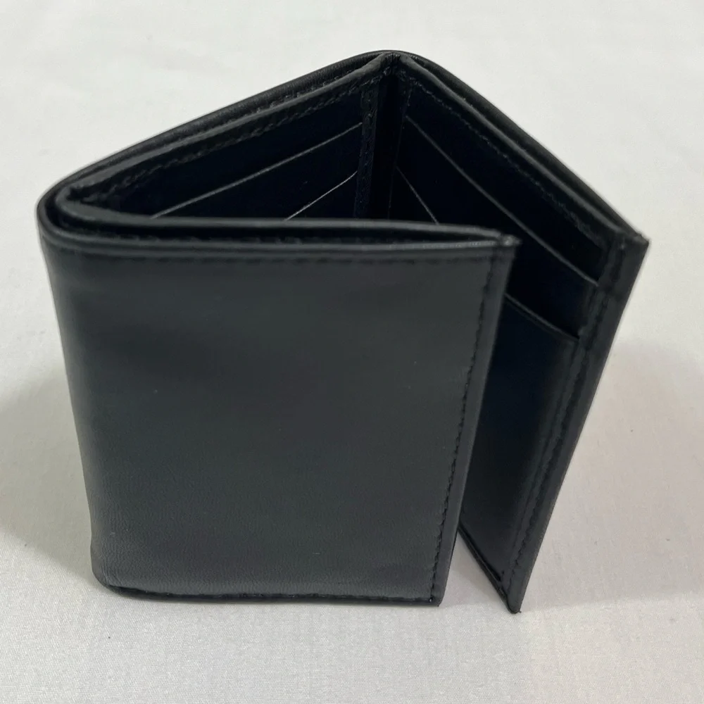 Black Leather Trifold Wallet